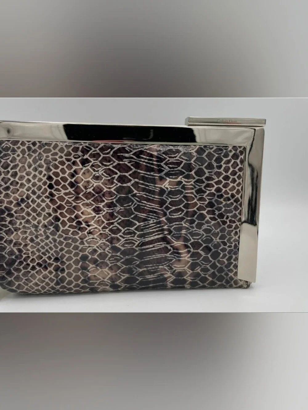 Black Brown SNAKE PRINT LEATHER. WRISTLET WALLET